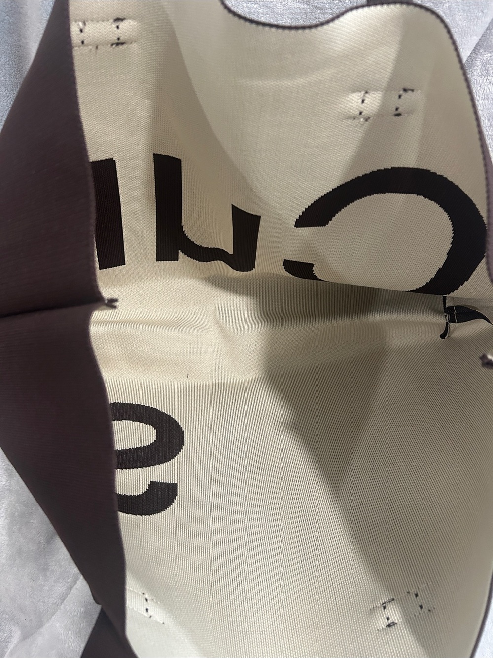 Curves Large Knit Tote Bag - Brown & Cream - Picture 2 of 6
